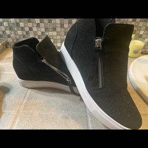 Steve Madden Caliber Suede Leather Wedge Sneakers Pink Sz 8